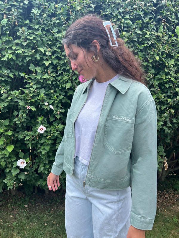 Tailored cactus girl in green cargo jacket 