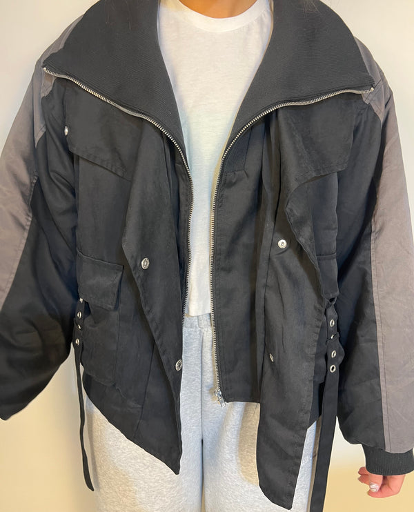 Two tone black and grey tailored cactus jacket 