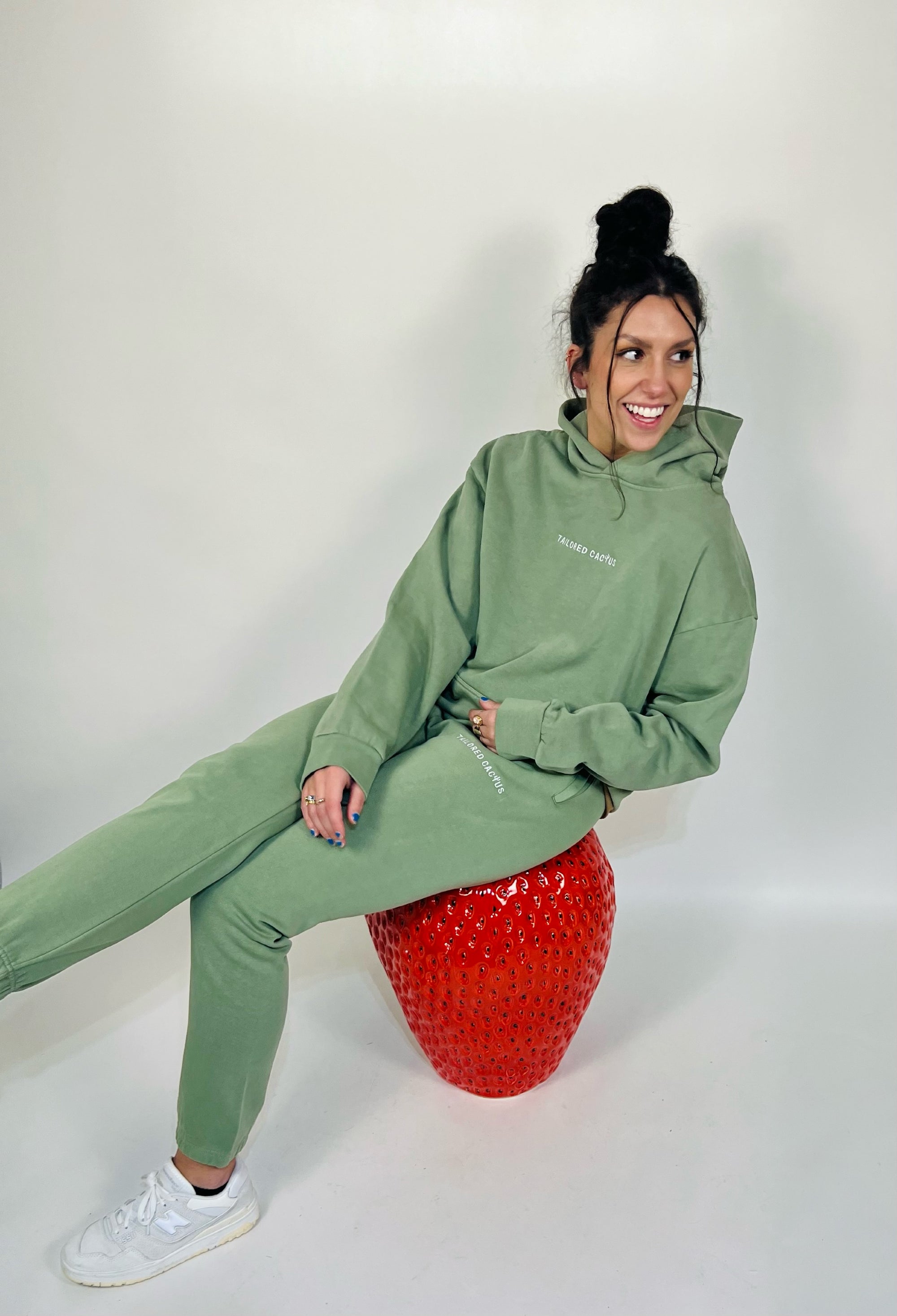 Tailored cactus girl in green hoodie