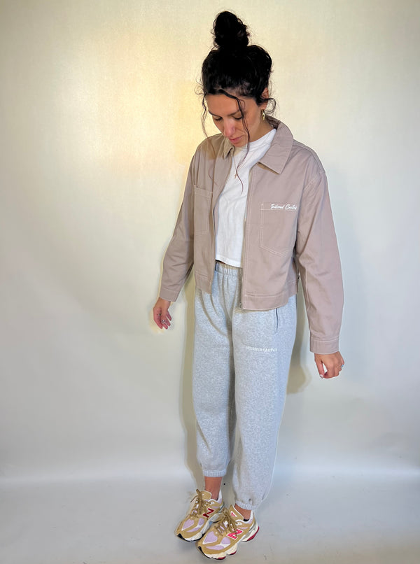 Tailored cactus girl in pink mauve cargo jacket 