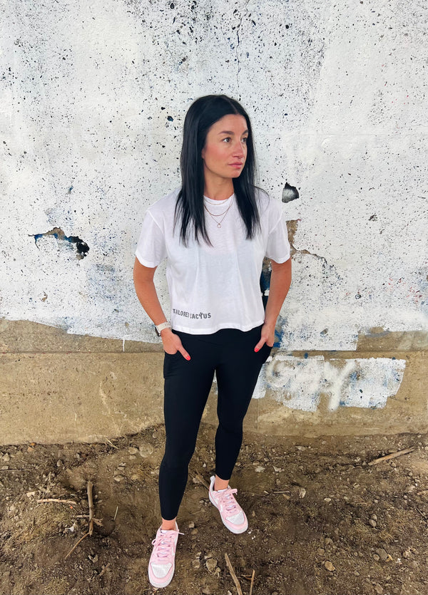 Tailored cactus cropped white shirt 