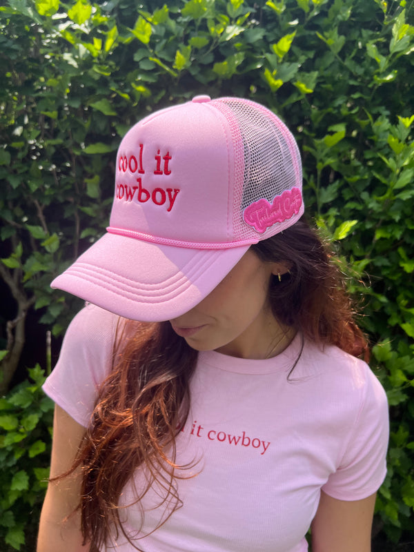 Tailored cactus girl in pink cool it cowboy hat and baby t shirt