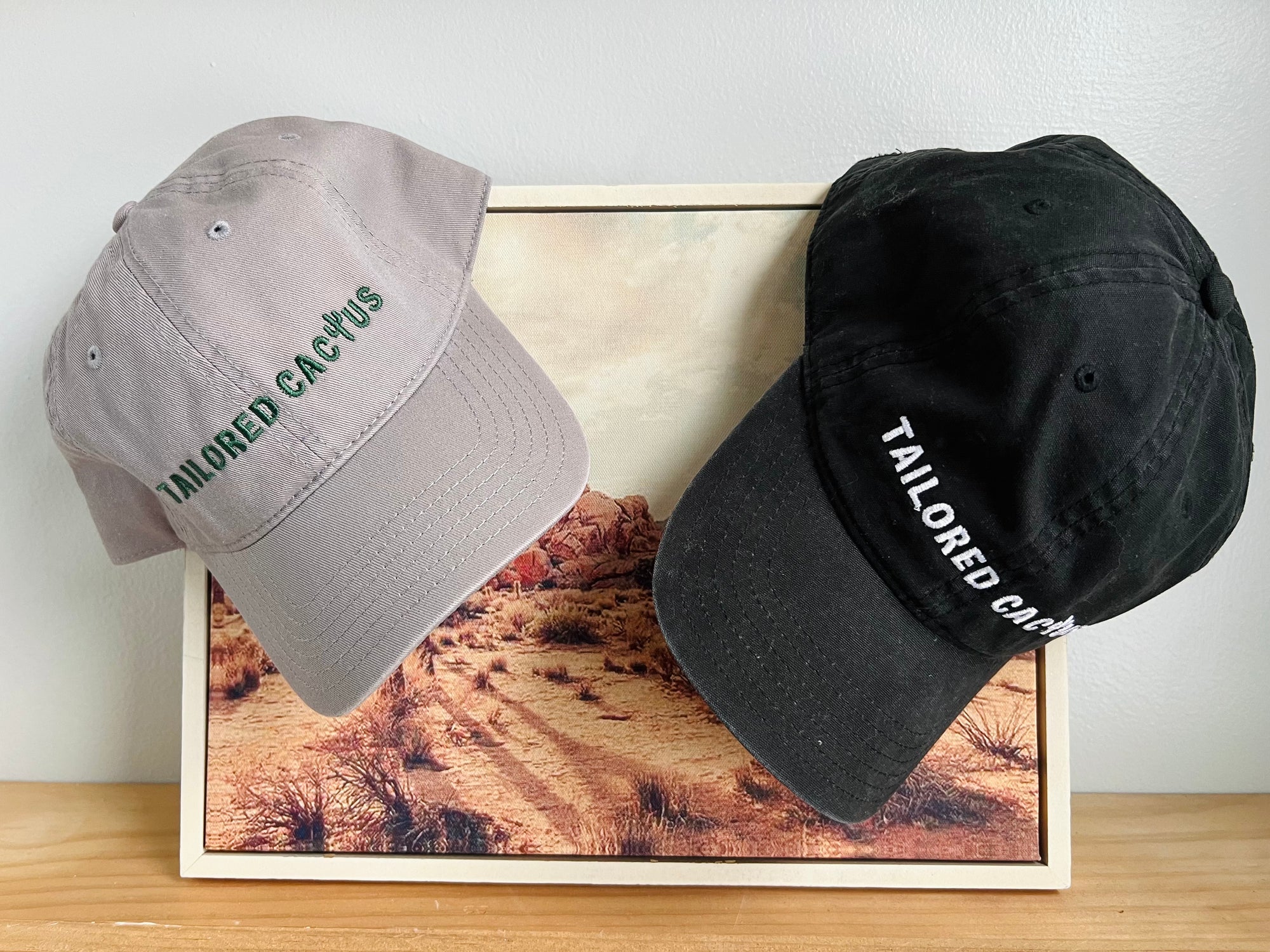 Grey and black tailored cactus hats