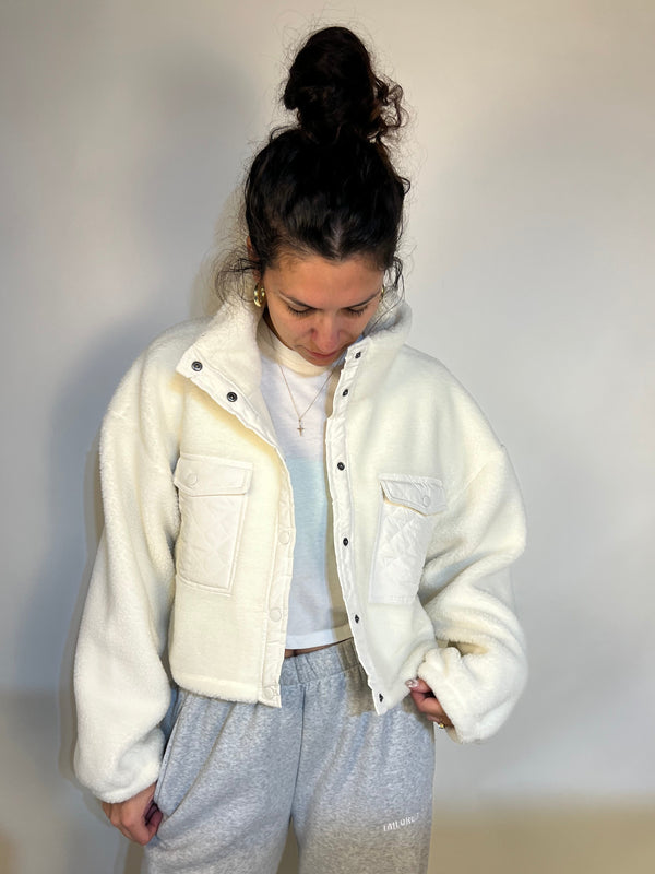 Tailored cactus white Sherpa jacket