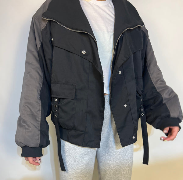 Two tone black and grey tailored cactus jacket