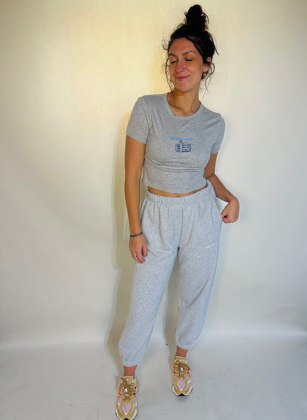 Grey t shirt with sardines and tailored cactus graphic 