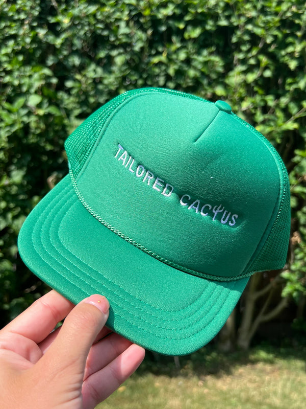 Tailored cactus kids trucker hat in green