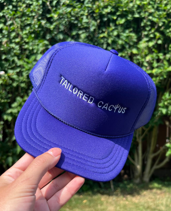 Tailored cactus kids trucker hat in purple
