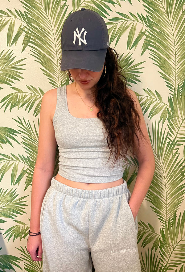 Tailored cactus girl in grey tank top 