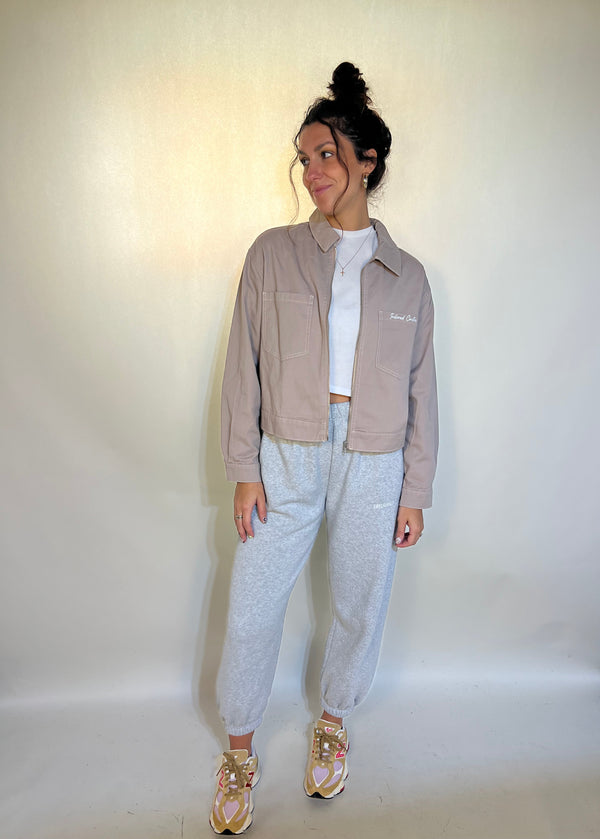 Tailored cactus girl in pink mauve cargo jacket 