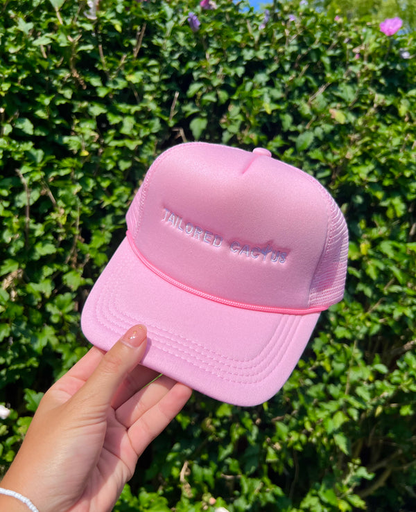 Pink tailored cactus trucker hat 