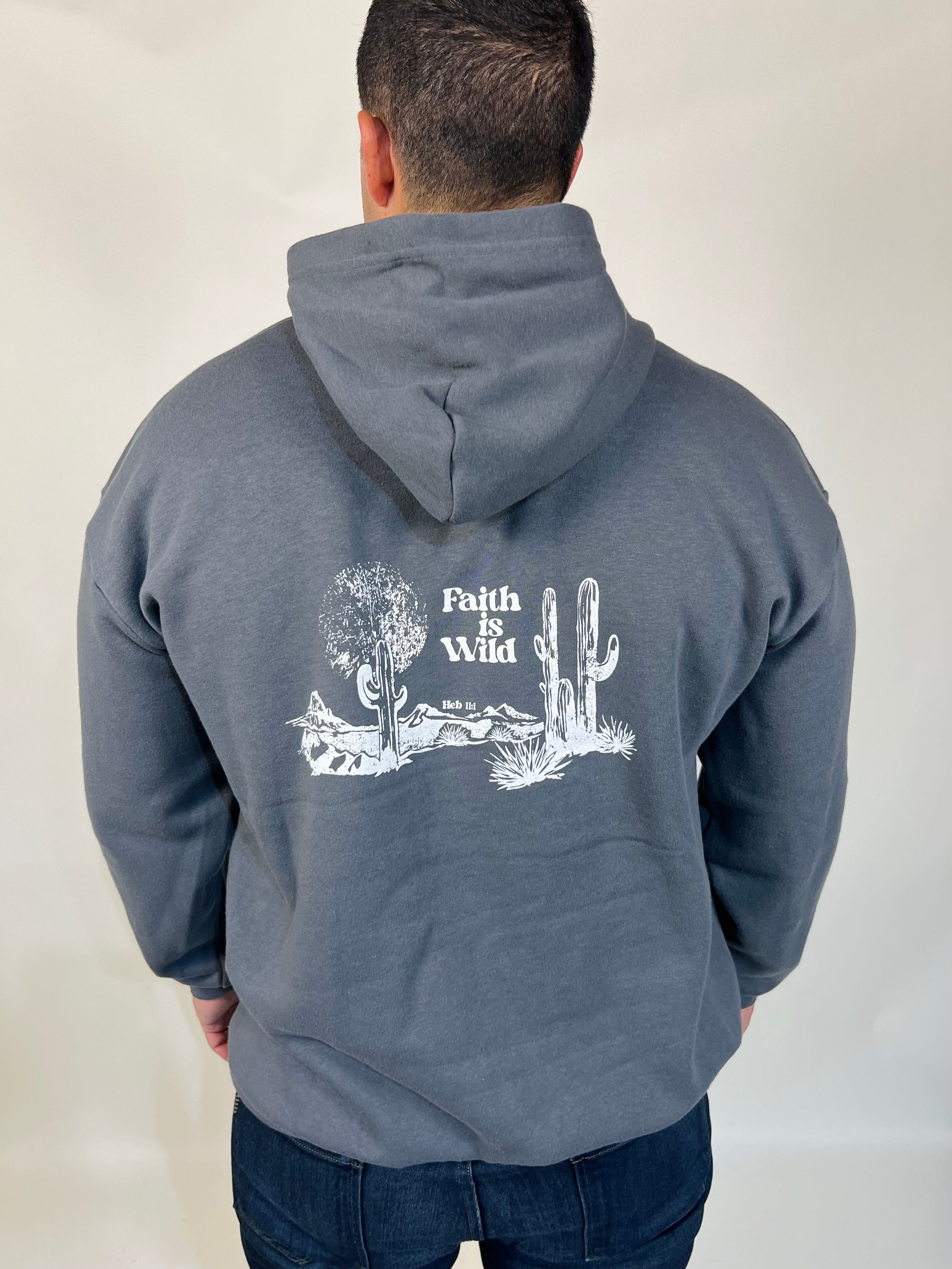 Faith is wild grey tailored cactus hoodie 