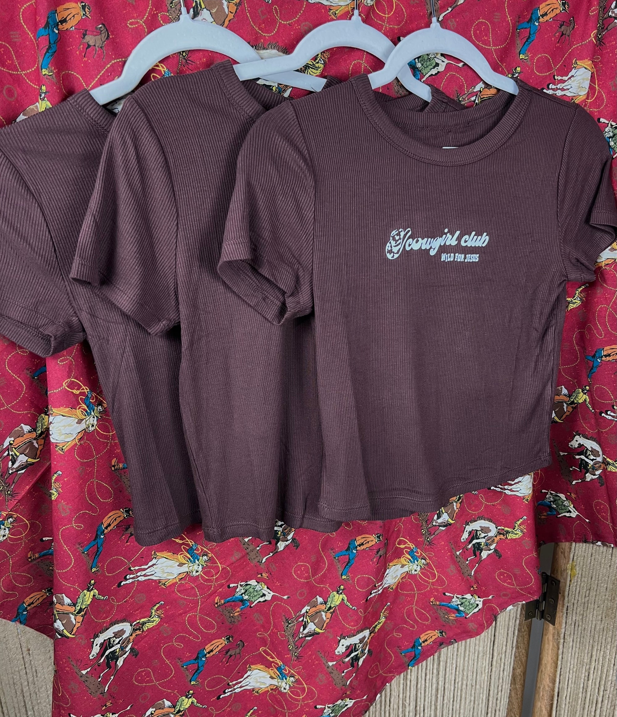 Tailored cactus brown cowgirls club wild for Jesus tee shirt 