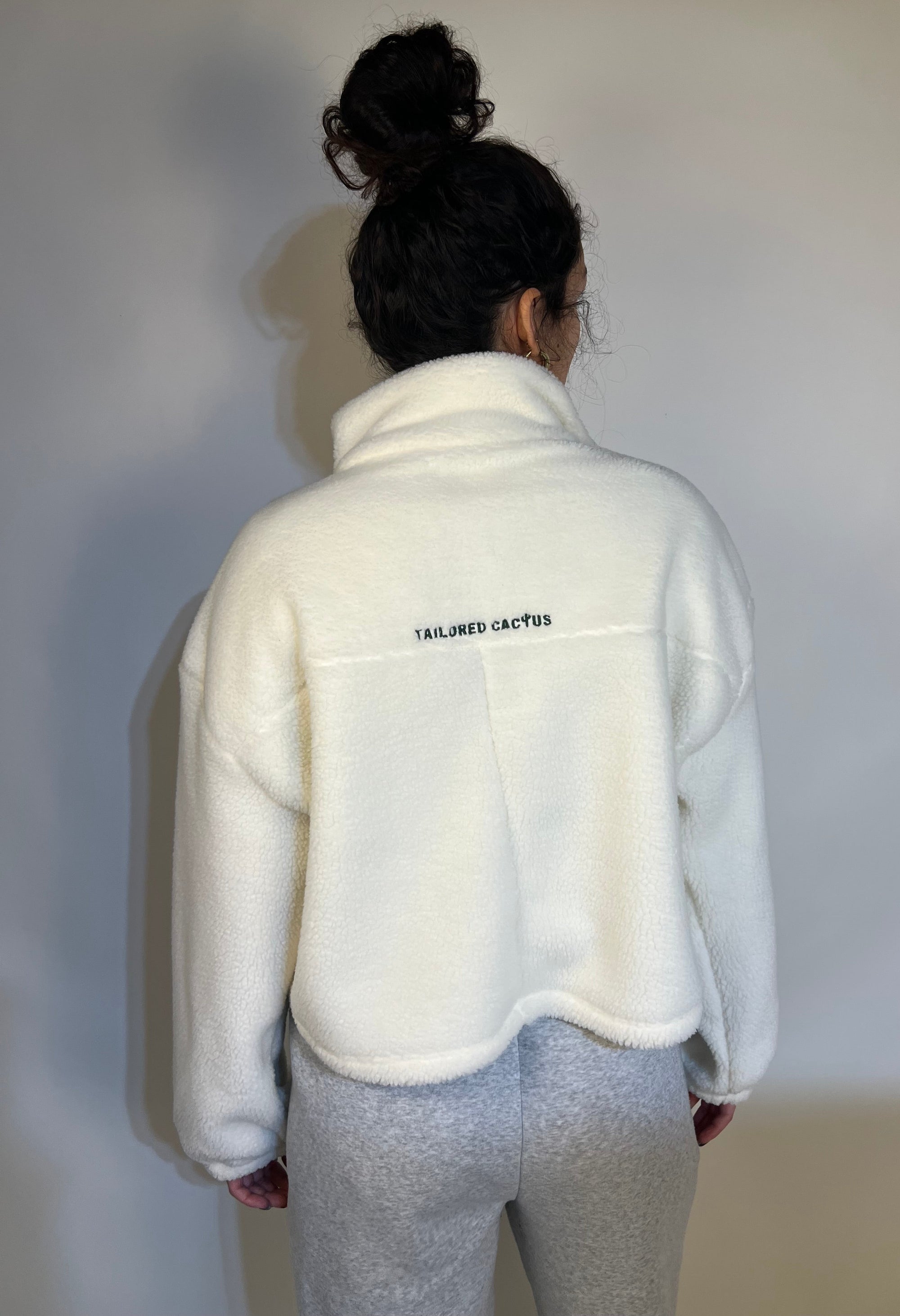 Tailored cactus white Sherpa jacket