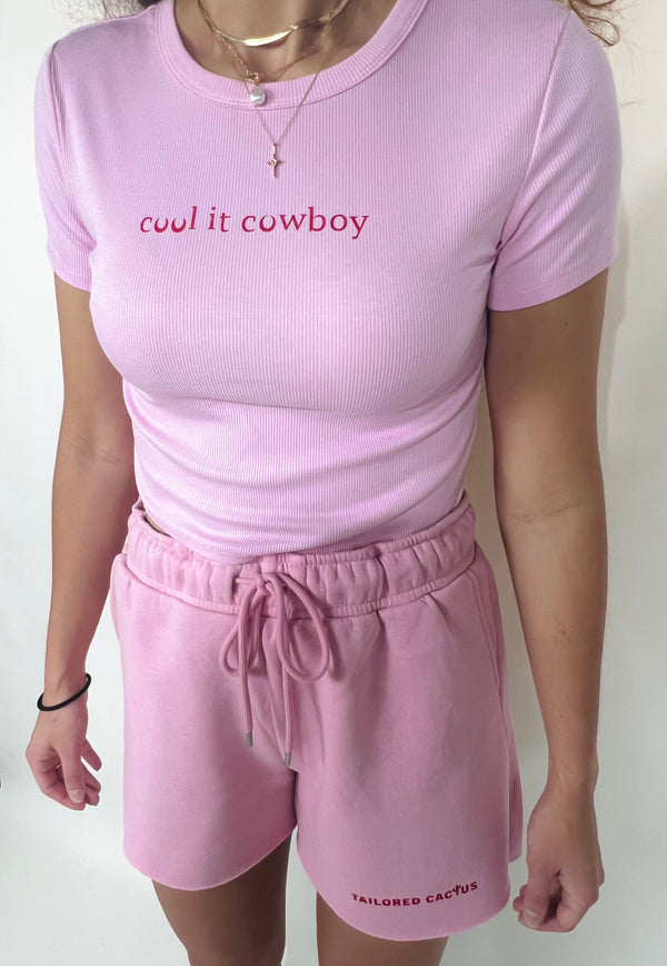 Tailored Cactus women in pink cool it cowboy t shirt
