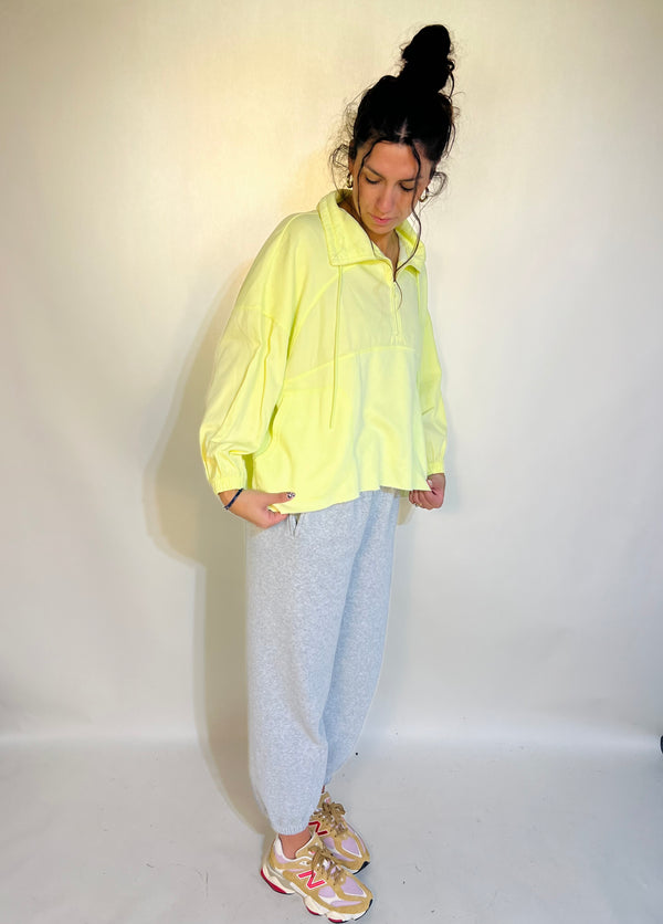 Tailored cactus girl on neon yellow half zip up jacket 