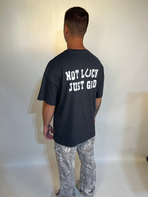 Men’s tailored cactus grey ‘not luck just God’  shirt 